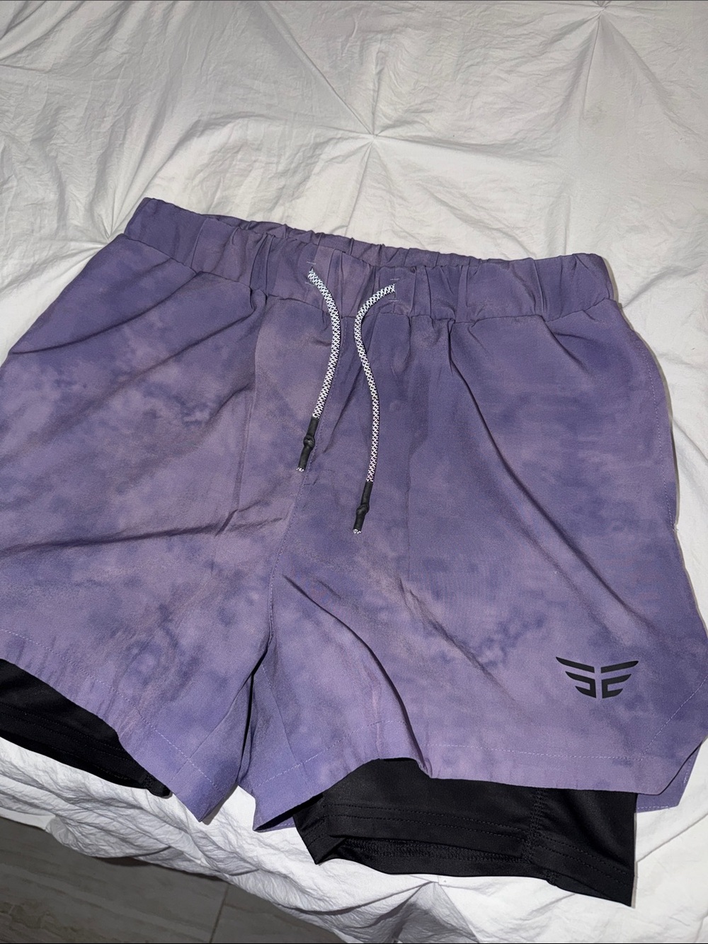 edge Purple Tie-Dye Athletic Shorts with Black Inner Liner